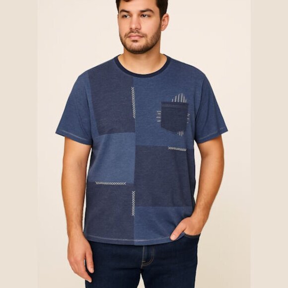 American Rag Blue Jean Patchwork T-Shirt Size: XXL - Picture 1 of 4